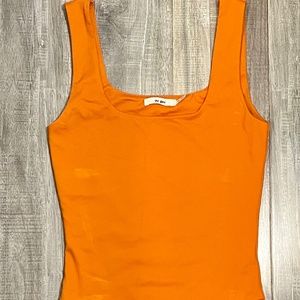 Mi Ami Orange Satin Bodysuit   Size: XS